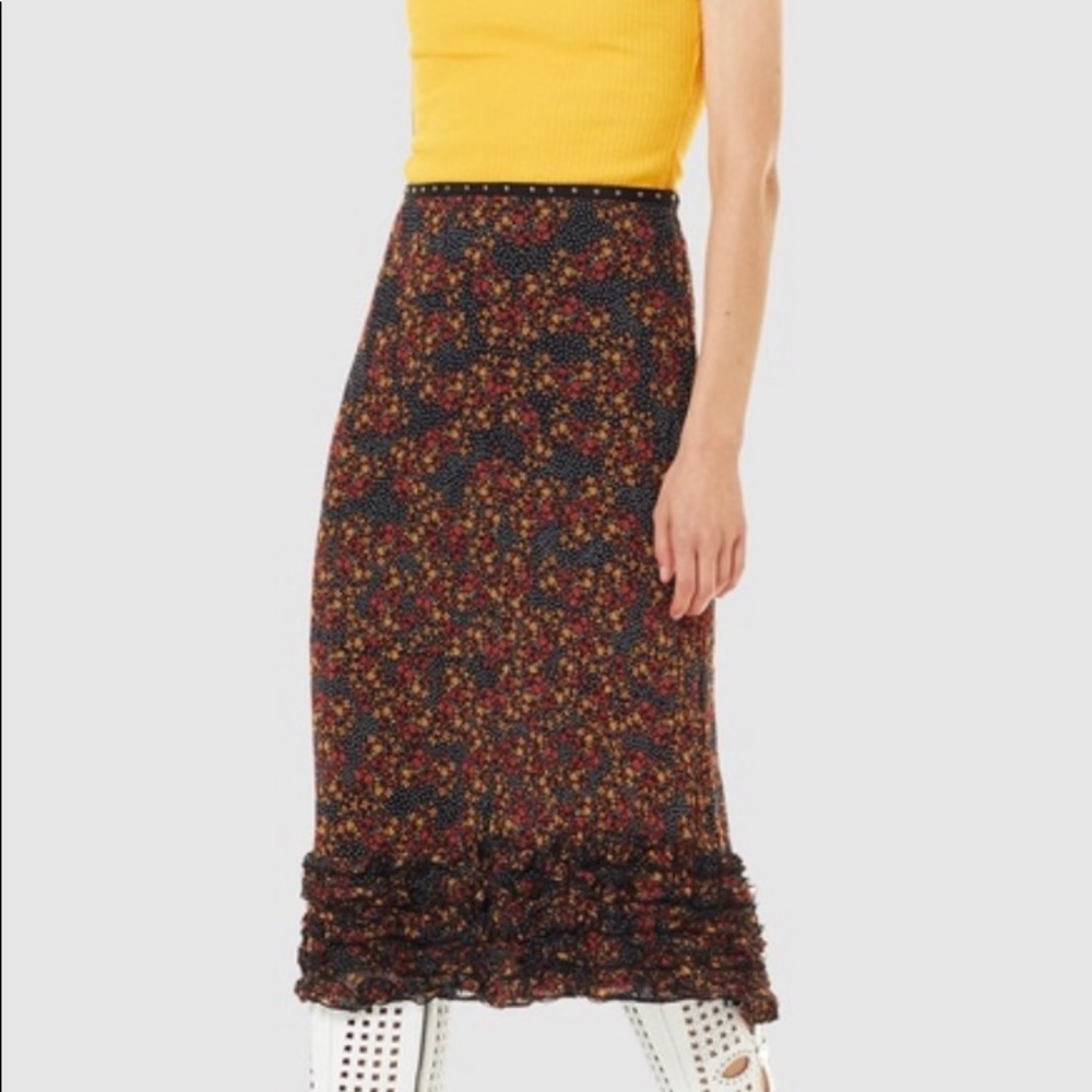 Stevie May monarch polka dot floral black skirt S